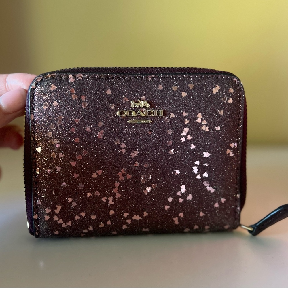 Coach Purple Glitter Zip Wallet